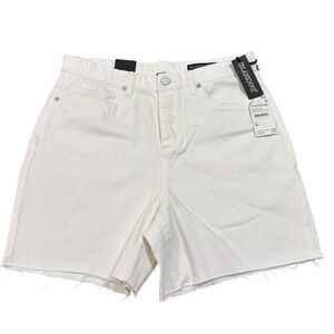 [BLANKNYC] Womens White High Rise Denim Shorts Size 30 Frayed‎ Hem Casual NWT